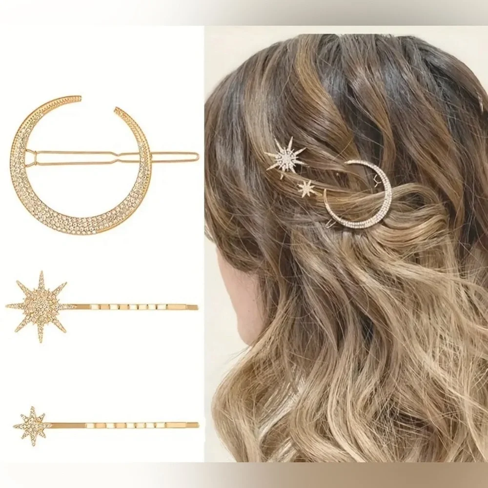 New 3pcs Celestial Star Hair Pins Gold - Wedding 💫 💕💕